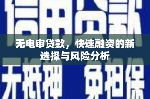 宁陕无电审贷款，快速融资的新选择与风险分析