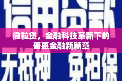 宁陕微粒贷，金融科技革新下的普惠金融新篇章
