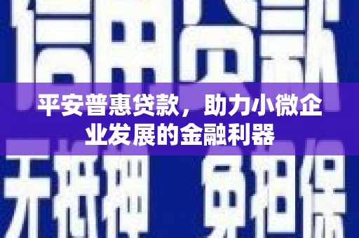 宁陕平安普惠贷款，助力小微企业发展的金融利器